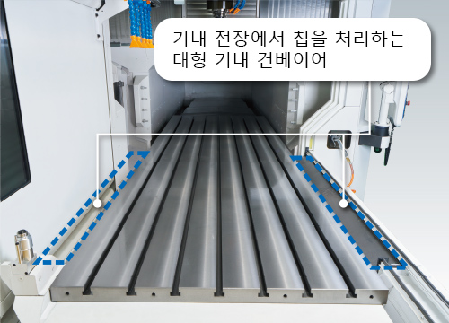기내 전장에서 칩을 처리하는 대형 기내 컨베이어